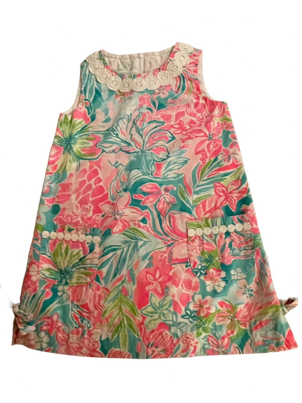 Lilly Pulitzer A-Line Shift Dress Dress - Pink & Teal SZ 4 EUC